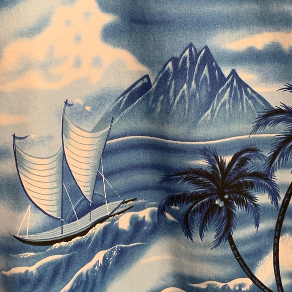 🌴 Men’s Hawaiian Shirt Tikis Canoes Rayon 🌴 - Picture 8 of 8